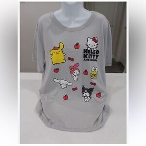 Sanrio X Hybrid Hello Kitty and Friends Tee Top T-shirt Light Gray 2 Extra Large